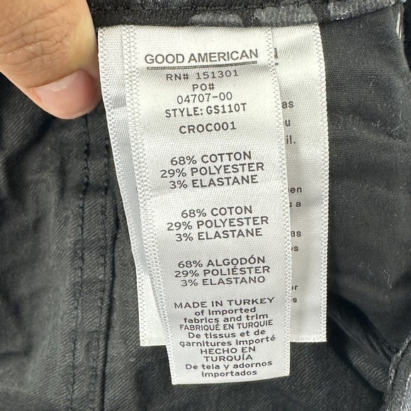 Good American Women's High Rise Good Straight Leg Jeans in Black Croc Size 2/26 - Picture 9 of 9